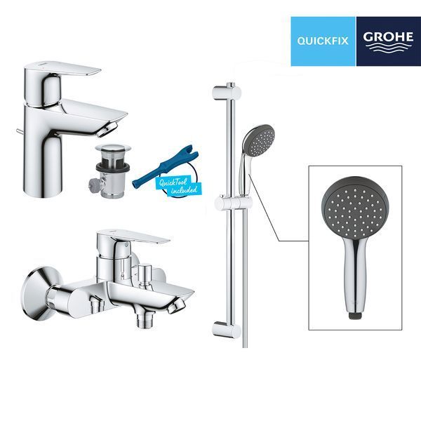 Набор смесителей 3 в 1 для ванной комнаты Grohe QuickFix StartEdge S-Size UA202501SQ CV030626 фото