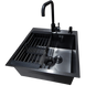 Комплект кухонної мийки Kraft HM 50х50 NANO BLACK PVD (3.0/1.0 мм) декор S3676 фото 2