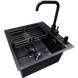 Комплект кухонної мийки Kraft HM 50х50 NANO BLACK PVD (3.0/1.0 мм) декор S3676 фото 6