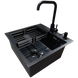 Комплект кухонної мийки Kraft HM 50х50 NANO BLACK PVD (3.0/1.0 мм) декор S3676 фото 7