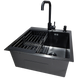 Комплект кухонної мийки Kraft HM 50х50 NANO BLACK PVD (3.0/1.0 мм) декор S3676 фото 9