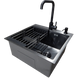 Комплект кухонної мийки Kraft HM 50х50 NANO BLACK PVD (3.0/1.0 мм) декор S3676 фото 4