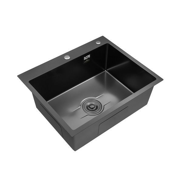 Комплект кухонної мийки Kroner KRP Derby - 60х50HM PVD (2,5/0,5 мм) DEKOR S4742 фото