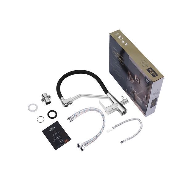 Комплект кухонная мойка Kroner Geb&uuml;rstet-6050HM + смеситель Klassisch-ESG03817BLK + дозатор Spender-016 CVS29786 фото