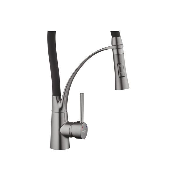 Комплект кухонная мойка Kroner Schwarze-6050HM PVD + смеситель Ersel - GRP03393BLK + дозатор Spender-026 CVS30071 фото
