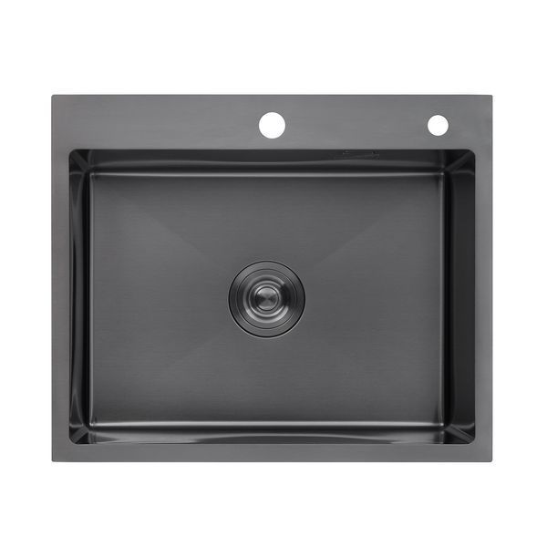 Комплект кухонная мойка Kroner Schwarze-6050HM PVD + смеситель Ersel - GRP03393BLK + дозатор Spender-026 CVS30071 фото