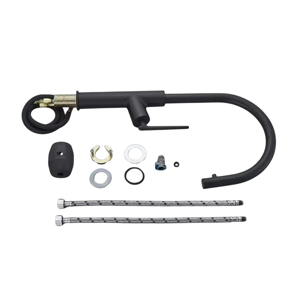 Комплект кухонной мойки Kraft NANO BLACK PVD HS54*48 (3.0/1.0 мм) декор S4943 фото