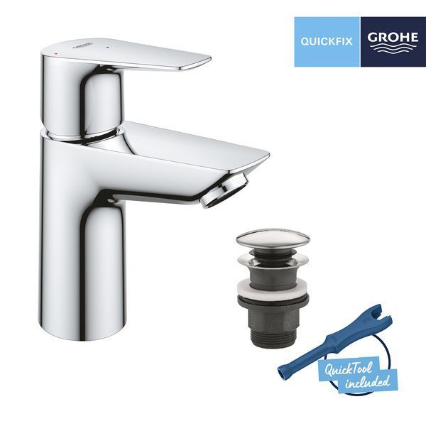 Набор смесителей Grohe Quickfix термостат для душа с душевым гарнитуром Precision Flow THM и смеситель для раковины StartEdge S-Size UA202503TE CV030628 фото