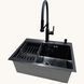 Комплект кухонной мойки Kraft NANO BLACK PVD HS 540*480мм Декор (3.0/1.0 мм)+Смеситель для кухни Kroner KRP Ersel &ndash; SCH03112BLK S3678 фото 3