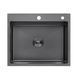 Комплект кухонная мойка Kroner Schwarze-6050HM PVD + смеситель Ersel - GRP03393BLK + дозатор Spender-026 CVS30071 фото 2