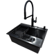 Комплект кухонной мойки Kraft NANO BLACK PVD HS 540*480мм Декор (3.0/1.0 мм)+Смеситель для кухни Kroner KRP Ersel &ndash; SCH03112BLK S3678 фото 4