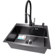 Комплект кухонной мойки Kraft NANO BLACK PVD HS60*45 Декор (3.0/1.0 мм)+Змішувач для кухні Kroner KRP Ersel - GRP03393BLK S4885 фото 4