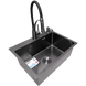 Комплект кухонной мойки Kraft NANO BLACK PVD HS60*45 Декор (3.0/1.0 мм)+Змішувач для кухні Kroner KRP Ersel - GRP03393BLK S4885 фото 5
