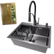 Комплект кухонной мойки Kraft NANO BLACK PVD HS60*45 Декор (3.0/1.0 мм)+Змішувач для кухні Kroner KRP Ersel - GRP03393BLK S4885 фото 1