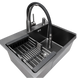 Комплект кухонной мойки Kraft NANO BLACK PVD HS60*45 Декор (3.0/1.0 мм)+Змішувач для кухні Kroner KRP Ersel - GRP03393BLK S4885 фото 7