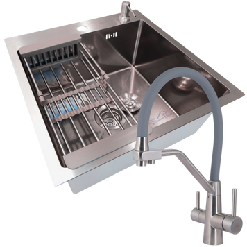 Комплект кухонної мийки Kraft KRF 5050 decor (3.0/1.0 мм) S3729 фото