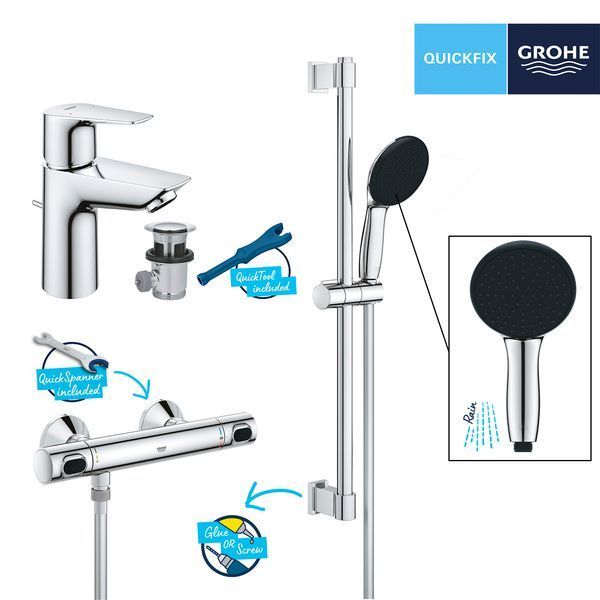 Комплект смесителей для душа с термостатом Grohe QuickFix UA202503TS CV030629 фото