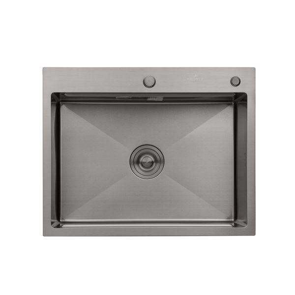 Комплект кухонна мийка Kroner Schwarze-6350HM PVD + змішувач Makon-GRP030-T + дозатор Spender-SCH049 CVS30075 фото