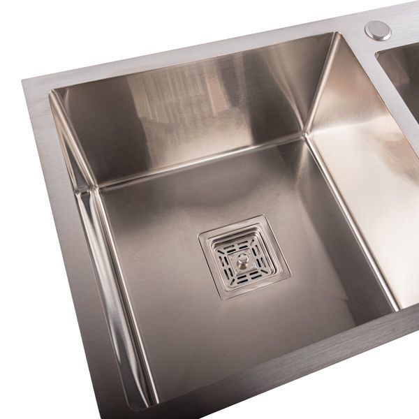 Кухонная мойка Platinum Handmade HDB 780х430х230 на две чаши (квадратный сифон, 3.0/1.0) 36731 фото