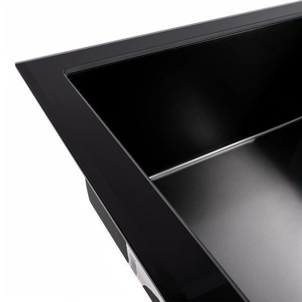 Кухонная мойка стеклянная CM 78*50 PVD VALESO Handmade черная 47099 фото