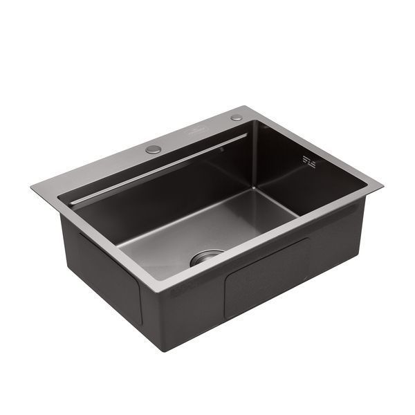 Комплект кухонна мийка Kroner Schwarze-6350HM PVD + змішувач Makon-GRP030-T + дозатор Spender-SCH049 CVS30075 фото