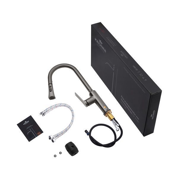 Комплект кухонна мийка Kroner Schwarze-6350HM PVD + змішувач Makon-GRP030-T + дозатор Spender-SCH049 CVS30075 фото