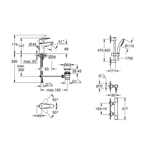 Комплект смесителей для душа с термостатом Grohe QuickFix UA202503TS CV030629 фото