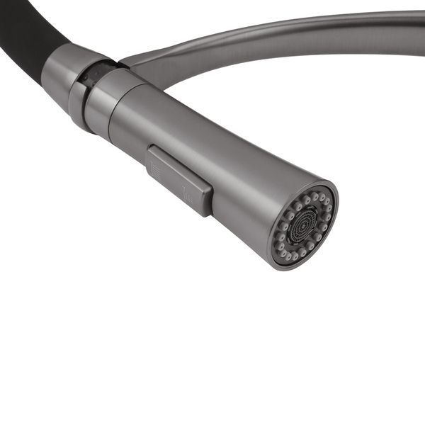 Комплект кухонная мойка Kroner Schwarze-6350HM PVD + смеситель Ersel-GRP03393BLK + дозатор Spender-SCH049 CVS30076 фото