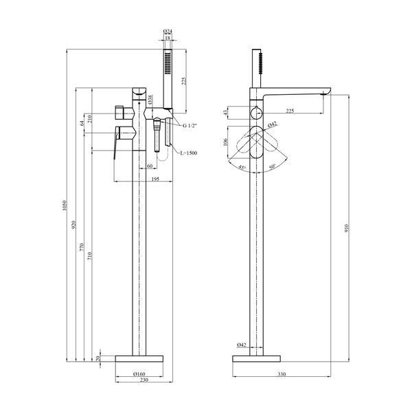 Змішувач для ванни Kroner Element 211339-3801 CV035962 фото