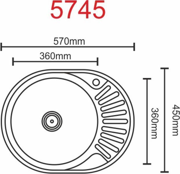 Кухонна мийка з нержавіючої сталі Platinum ДЕКОР 5745 (0,8/180 мм) 11640 фото
