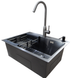 Комплект кухонной мойки Kraft NANO BLACK PVD HS54*48 (3.0/1.0 мм) декор S3730 фото 3