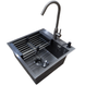 Комплект кухонной мойки Kraft NANO BLACK PVD HS54*48 (3.0/1.0 мм) декор S3730 фото 2