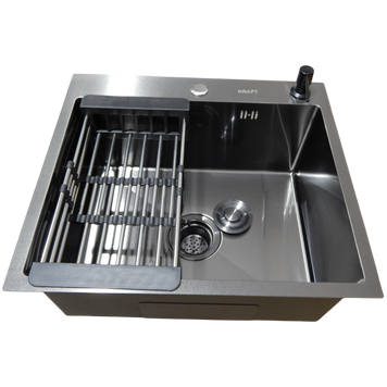 Кухонна мийка Kraft HM 50х50 NANO BLACK PVD (3.0/1.0 мм) S7329 фото