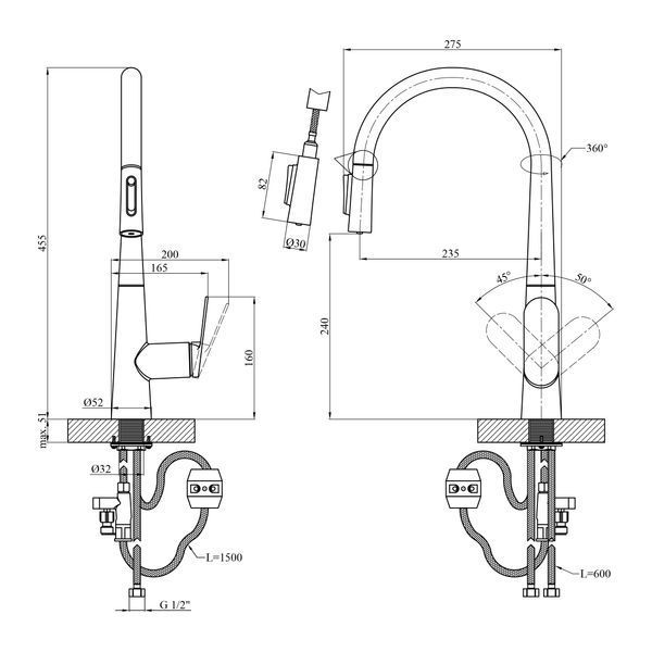 Змішувач для кухні Kroner Element 211569-0101 CV035983 фото