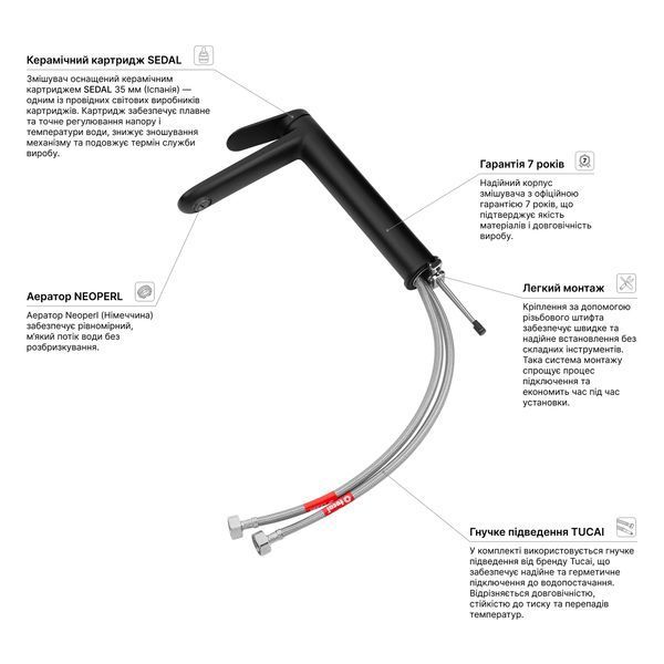 Змішувач для раковини Kroner Element 211111-3801 CV035944 фото