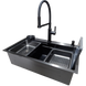 Комплект кухонної мийки Kraft HM 6845 NANO BLACK DECOR Графіт (3.0/1.0 мм) S3681 фото 3