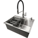Комплект кухонної мийки Kraft KRF 600х450 decor (3.0/1.0 мм)+Змішувач для кухні Kroner KRP Ersel - C03111BLK S5120 фото 2