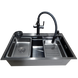 Комплект кухонної мийки Kraft HM 6845 NANO BLACK DECOR Графіт (3.0/1.0 мм) S3681 фото 7