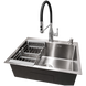 Комплект кухонної мийки Kraft KRF 600х450 decor (3.0/1.0 мм)+Змішувач для кухні Kroner KRP Ersel - C03111BLK S5120 фото 1
