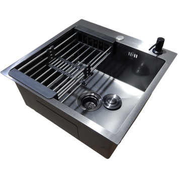 Кухонна мийка Kraft HM 50х50 NANO BLACK PVD (3.0/1.0 мм) Decor S7330 фото