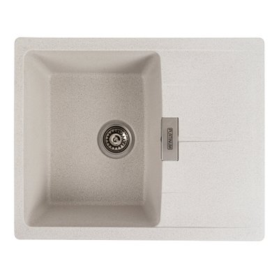 Гранітна мийка для кухні Platinum 6250 ZIRKONE матова біла в крапку 41584 фото
