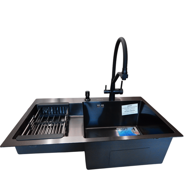 Комплект кухонної мийки Kraft&nbsp;HM&nbsp;- 7848ALB&nbsp;PVD&nbsp;(3.0/1.0 мм) S3581 фото