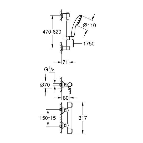 Змішувач термостатичний для душу Grohe QuickFix Precision Flow 34800001 CV033241 фото
