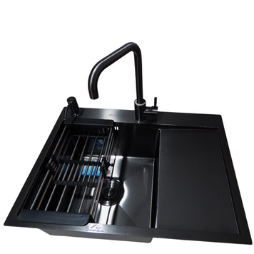 Комплект кухонної мийки Kraft NANO BLACK PVD HS 65х48 (3.0/1.0 мм) S4998 фото