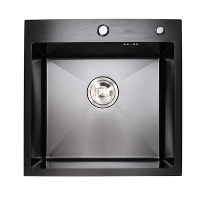 Кухонна мийка Platinum Handmade PVD чорна 500х500х220 (3,0/1,5 мм корзина та дозатор в комплекті) 23568 фото