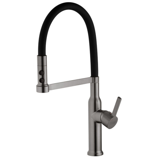 Комплект кухонної мийки Kroner KRP Schwarze 60х50HM PVD +Змішувач для кухні з гнучким виливом Kroner S5013 фото