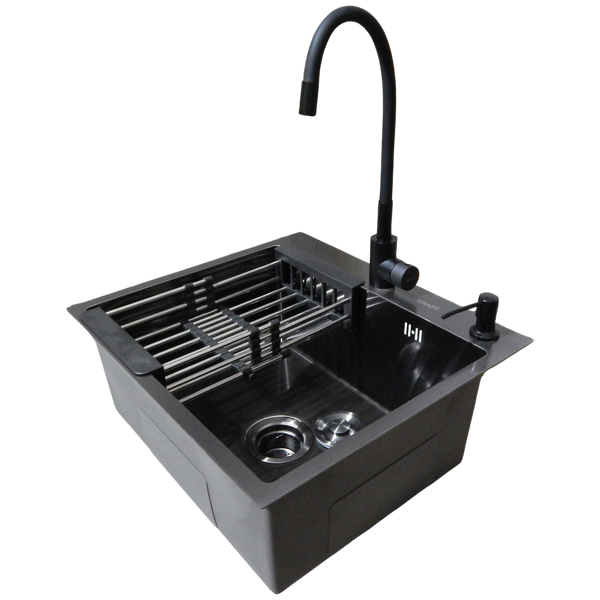 Комплект кухонной мойки Kraft -NANO BLACK 5050HM PVD S3633 фото