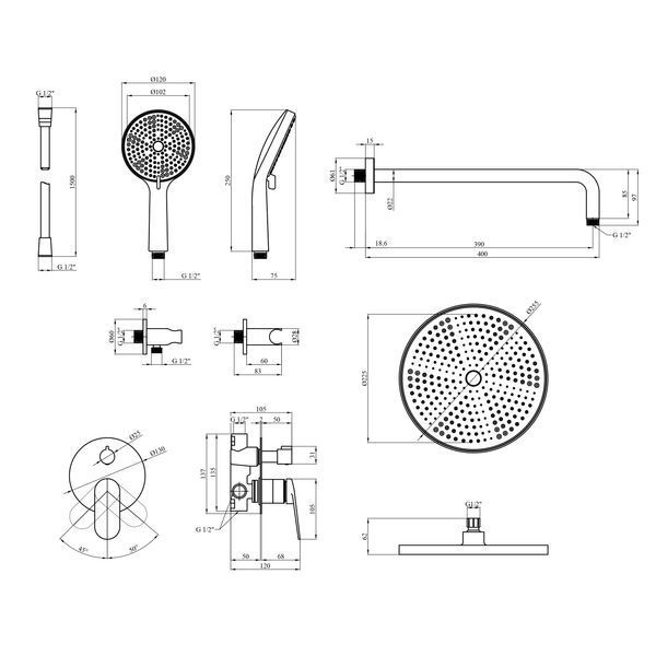 Душова система Kroner Element 211335B-0101 CV036001 фото