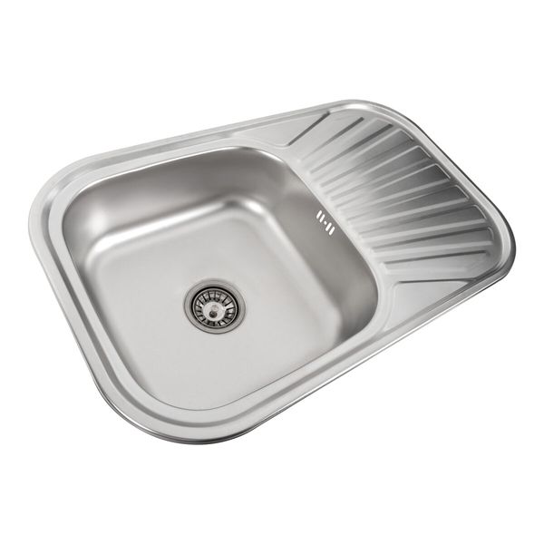 Кухонна мийка з нержавіючої сталі закруглена Platinum САТИН 7848 (0,8/180 мм) 11620 фото