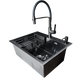 Комплект кухонной мойки Kraft NANO BLACK PVD HS60*45 (3.0/1.0 мм) декор S3683 фото 5